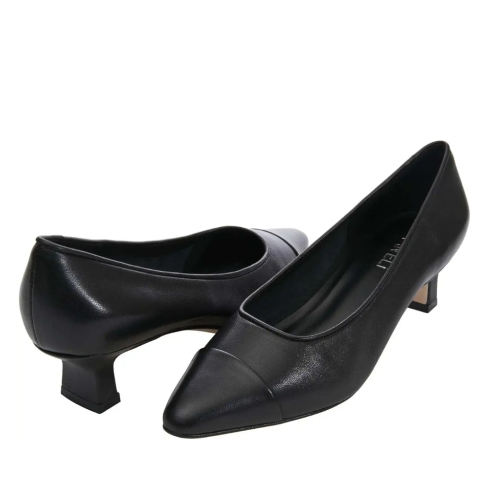 New! Vaneli Tami Narrow Black Nappa Leather Pumps Pointed Kitten Heels 11N